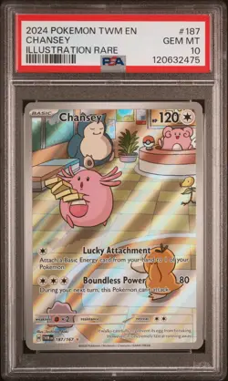 Pokemon Chansey Twilight Masquerade Illustration Rare #187 PSA 10 Gem Mint - Image 1