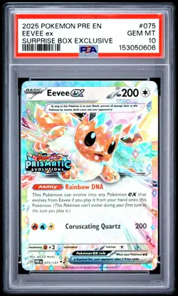 2025 POKEMON PRE EN-PRISMATIC EVOLUTIONS SURPRISE BOX EXCLUSIVE EEVEE EX PSA 10 - Image 1