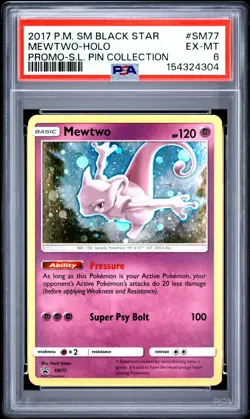 2017 POKEMON SM BLACK STAR PROMO #SM77 MEWTWO-HOLO PSA 6 - Image 1
