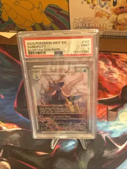2025 Pokemon WHT EN-WHITE FLARE ILLUSTRATION RARE #107 SAMUROTT PSA 9 HS - Image 1