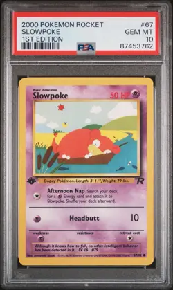 2000 Pokemon Rocket Slowpoke 1st Edition #67 PSA 10 GEM MT - Image 1