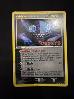 Pokemon TCG Sableye Deoxys 23/107 Reverse Holo Stamped Near Mint Condition - Image 1
