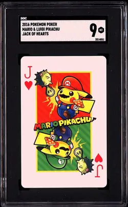 Pokemon Poker 2016 Mario & Luigi Pikachu Jack Of Hearts SGC 9 - Image 1