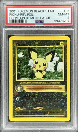 2001 Pokemon Black Star Pichu Rev. Foil Pokemon League Promo #35 (PSA 8) - Image 1