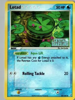 Pokemon TCG Lotad crystal gaurdians 55/100 Reverse Holo NM - Image 1