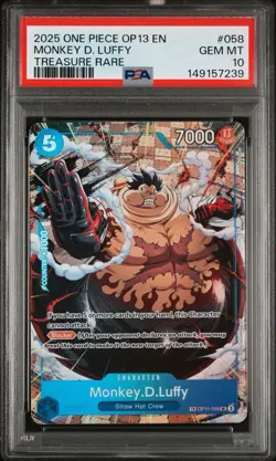 2025 ONE PIECE OP13 058 CARRYING ON HIS WILL MONKEY D LUFFY TREASURE RARE PSA 10 - Image 1