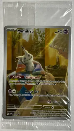 Paldean Fates Pokemon Center Stamped Promo Mimikyu illustration Rare Card - Image 1