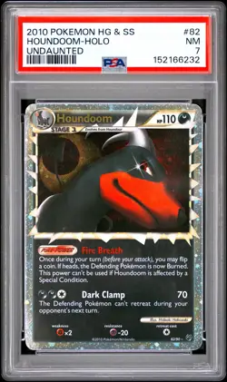 2010 POKEMON HEARTGOLD & SOULSILVER UNDAUNTED #82 HOUNDOOM-HOLO PSA 7 - Image 1