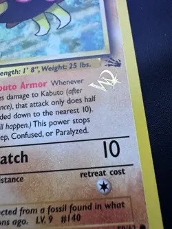 Pokemon Card English Kabuto Promo W Gold Stamped Wizards 1999 NM Fossil - Image 3