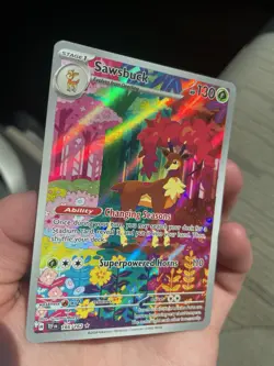 Pokemon TCG Sawsbuck Temporal Forces Illustration Card 166/162 NM - Image 2