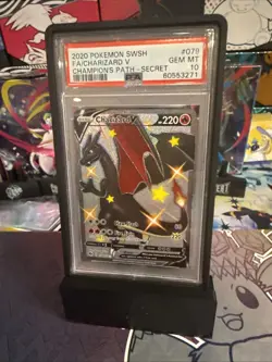 Pokemon Charizard v Champions Path Sword & Shield Card 079/073 PSA 10 Gem Mint - Image 1