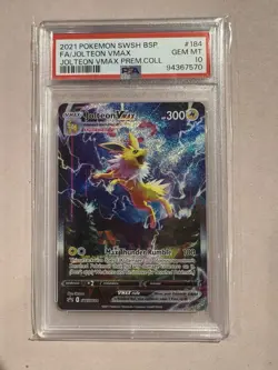 Pokemon TCG Jolteon VMAX SWSH184 Black Star Promo Card PSA 10 Gem Mint - Image 1