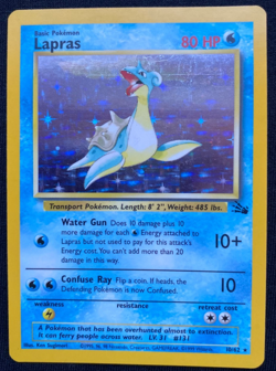 Pokemon Card Lapras 10/62 Rare Holo Fossil Set WOTC (LP) - Image 1