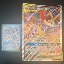 Pokemon Charizard & Braixen GX SM230 promo Holo TAG TEAM 270HP (jumbo and card) - Image 1