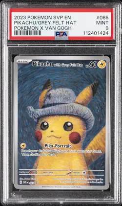 2023 POKEMON SVP EN-SV BLACK STAR PROMO #085 PIKACHU WITH GREY FELT HAT PSA 9 - Image 1