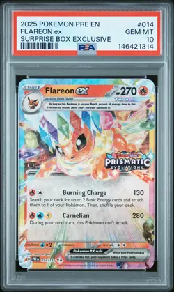 2025 POKEMON PRE EN-PRISMATIC EVOLUTIONS #014 FLAREON EX PSA 10 - Image 1