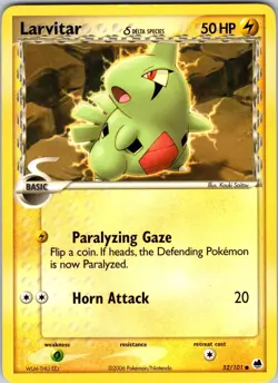 Larvitar (Delta Species) 52/101 Dragon Frontiers Pokemon TCG LP Normal - Image 1