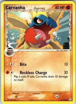Carvanha (Delta Species) 61/110 Holon Phantoms Pokemon TCG LP Normal - Image 1
