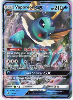 Pokemon Vaporeon GX - SM172 Holo Promo Sun & Moon Promo Pokemon Near Mint - Image 1