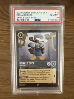 PSA10 Gem Mint Donald Duck Musketeer 13/P1 SPIEL Essen 2023 Promo Disney Lorcana - Image 1