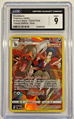 CGC 9 MInt Houndoom Full Art Pokemon Card Brilliant Stars TG10/TG30 (2022) - Image 1