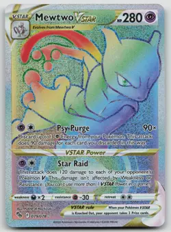 Mewtwo VSTAR 079/078 Pokemon GO Rainbow Secret Rare Holo NM - Image 1