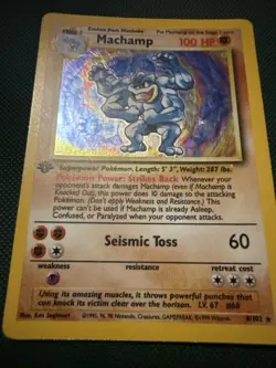 Machamp 1999 Pokemon Holo #8/102 Pokemon TCG Base Set 1st Edition Vintage MP - Image 2