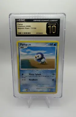 CGC 10 Pristine Piplup 71/100 Majestic Dawn English Regular Pokemon TCG - Image 1
