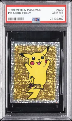 1999 MERLIN POKEMON #S30 PIKACHU-PRISM PSA 10 - Image 1