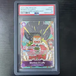 2025 ONE PIECE OP07-073 BANDAI CARD GAMES FEST 25-26 MONKEY D LUFFY PROMO PSA 10 - Image 1