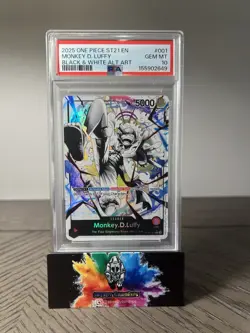 2025 One Piece ST21 EN Black & White Alt Art #001 Monkey D Luffy PSA 10 - Image 1