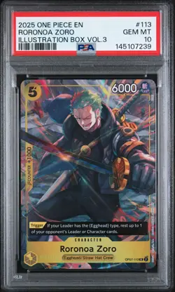 2025 Roronoa Zoro 2025 One Piece Promos Illustration Box Vol.3 #113 PSA 10 - Image 1
