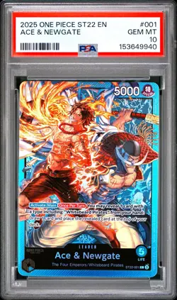 One Piece - Ace & Newgate Starter Deck ST22-001 - Ace & Newgate Leader - PSA 10 - Image 1