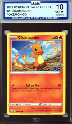 2022 Pokemon Sword & Shld Charmander #8 Pokemon Go ISA 10 GEM MINT - Image 1