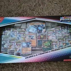 Pokemon TCG Prismatic Evolutions Lucario Ex + Tyranitar Ex Premium Collection - Image 3