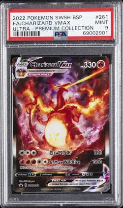 2022 POKEMON SWSH BLACK STAR PROMO #261 FULL ART/CHARIZARD VMAX PSA 9 - Image 1