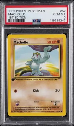 1999 POKEMON GERMAN 1ST ED #52 MACHOLLO PSA 10 - Image 1
