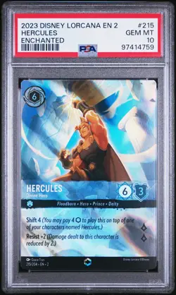 2023 DISNEY LORCANA EN 2-RISE OF THE FLOODBORN HERCULES - DIVINE HERO PSA 10 - Image 1
