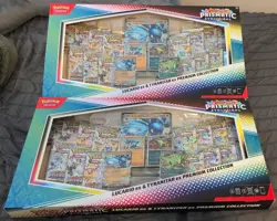 2 x Pokemon Prismatic Evolutions Lucario EX and Tyranitar EX Premium Collection - Image 1