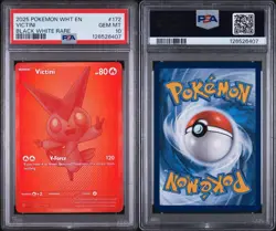 2025 POKEMON WHT EN-WHITE FLARE BLACK WHITE RARE #172 VICTINI PSA 10 - Image 1