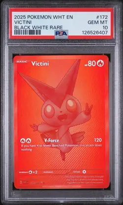 2025 POKEMON WHT EN-WHITE FLARE BLACK WHITE RARE #172 VICTINI PSA 10 - Image 2