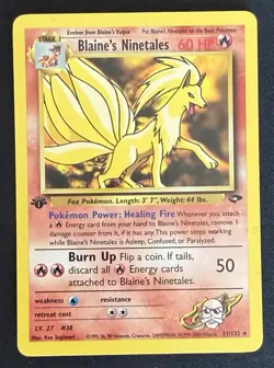 Blaine's Ninetales 1st Edition Gym Challenge 21/132 Rare Pokemon TCG LP - Image 1