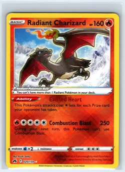 Radiant Charizard 020/159 Radiant Rare Crown Zenith Pokemon Near Mint - Image 1