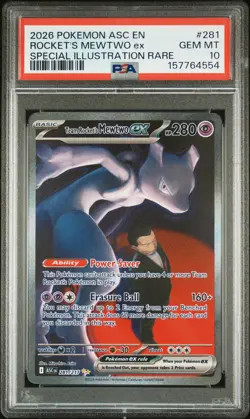 2026 POKEMON ASC EN-ASCENDED HEROES #281 TEAM ROCKET'S MEWTWO EX PSA 10 - Image 1