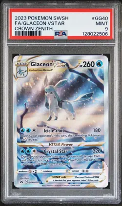 2023 POKEMON SWORD & SHIELD CROWN ZENITH #GG40 FULL ART/GLACEON VSTAR PSA 9 - Image 1