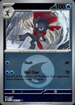 Weavile (Energy Symbol Pattern) 045/217 Uncommon Ascended Heroes Pokemon NM - Image 1