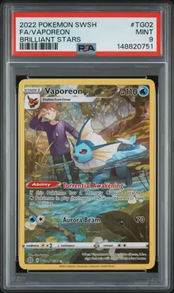 Vaporeon TG02 Brilliant Stars Pokemon PSA 9 - Image 1