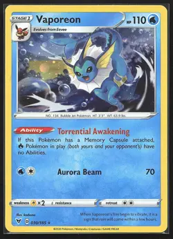 Vaporeon (Cosmos Holo) #030/185 Promo Miscellaneous Cards & Products NM - Image 1