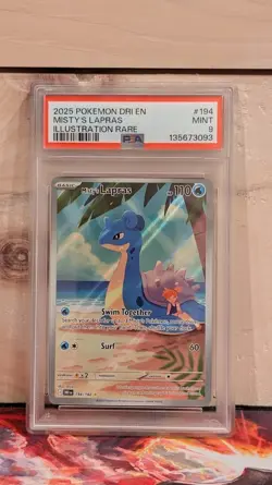 2025 POKEMON DRI EN-DESTINED RIVALS ILLUSTRATION RARE #194 MISTY'S LAPRAS PSA 9 - Image 1