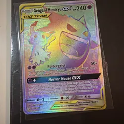 Gengar & Mimikyu GX Pokemon TCG 186/181 Sm-Team Up Secret Rare Full Art Holo - Image 1